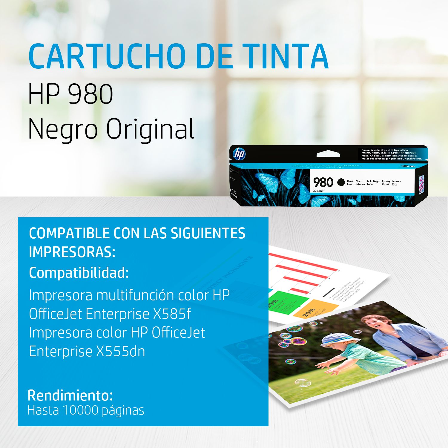 CARTUCHO DE TINTA HP 980 BLACK (D8J10A) 10,000 PAG.