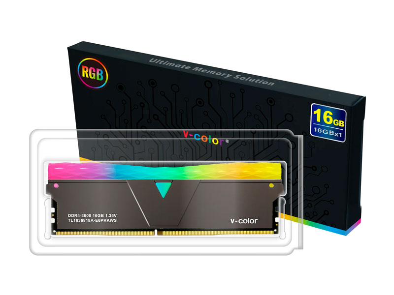 MEMORIA V-COLOR 16GB PRISM PRO 3200MHZ RGB JET DDR4 BLACK E6PRKWS