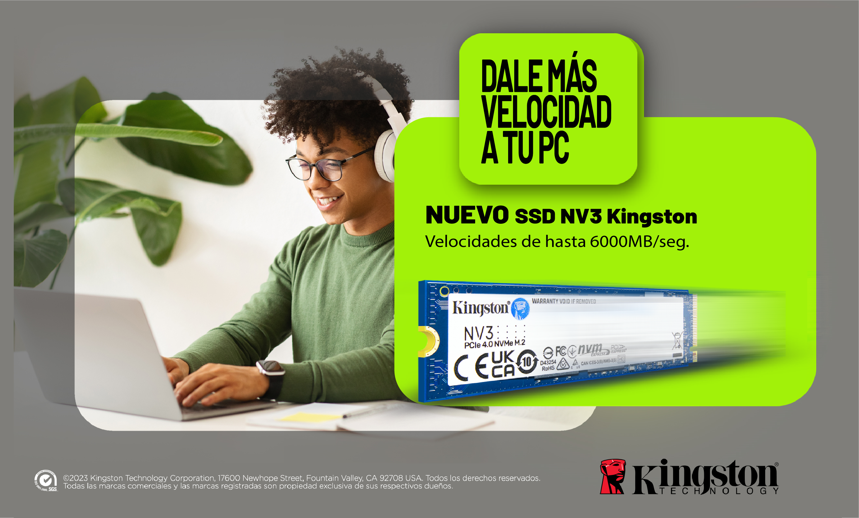 UNIDAD EN ESTADO SOLIDO SSD KINGSTON NV3 1TB 6000MB/S NVME M.2 PCI.E SNV3S/1000G