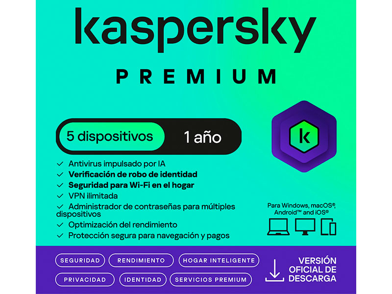 ANTIVIRUS KASPERSKY PREMIUM 5PC VIRTUAL