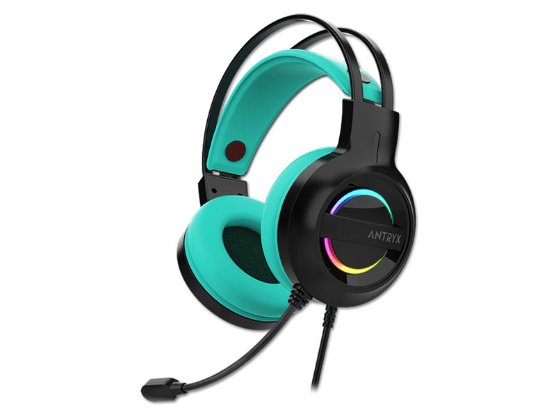 AUDIFONO C/ MICROFONO ANTRYX IRIS-K TURQUOISE 7.1 VIRTUAL, USB (AGH-7100KTE)