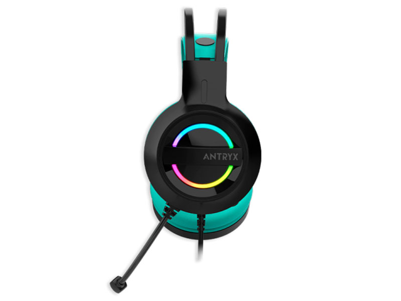 AUDIFONO C/ MICROFONO ANTRYX IRIS-K TURQUOISE 7.1 VIRTUAL, USB (AGH-7100KTE)