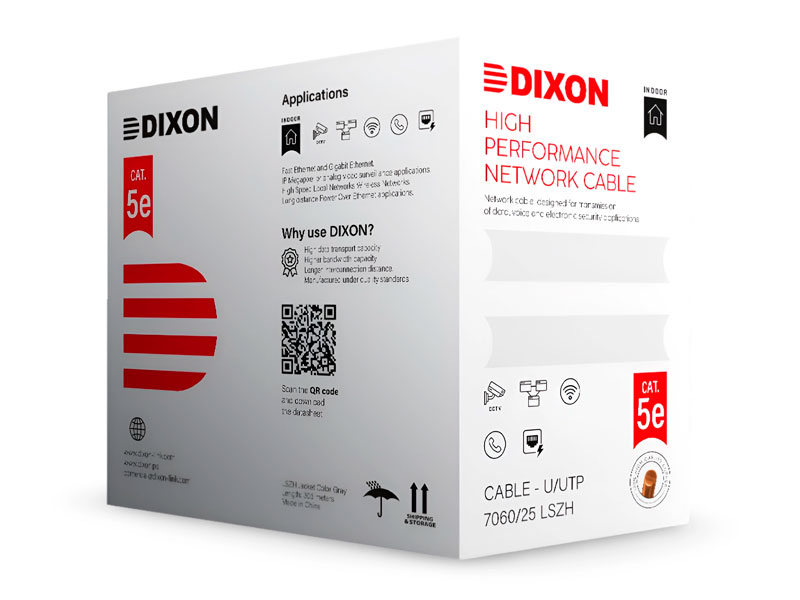 CABLE UTP DIXON CAT.5E 7060 LSZH 4P X 24AWG 100-350MHZ