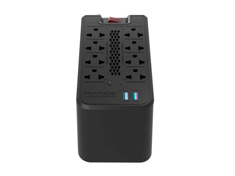 ESTABILIZADOR FORZA 8 TOMAS FVR-1222 USB-2 1200VA 8-TOMAS