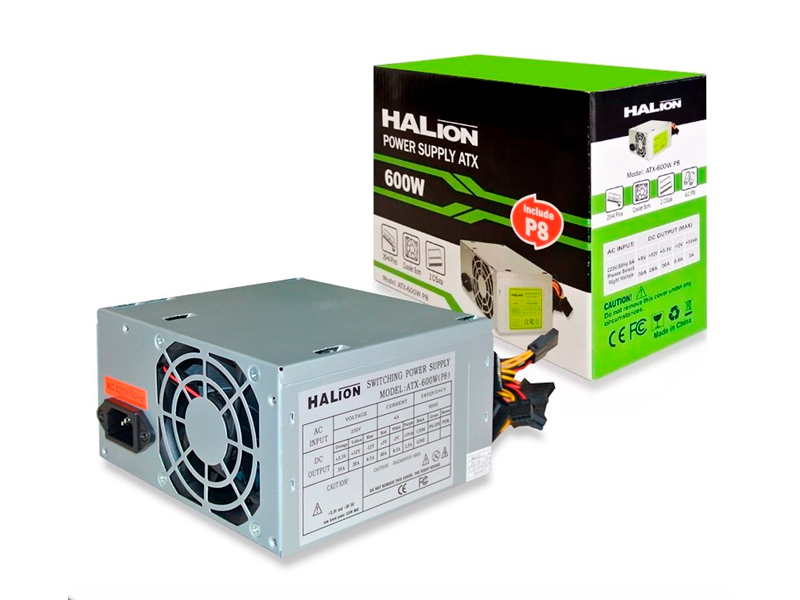 FUENTE DE PODER MINI HALION MICRO ATX-600W P8
