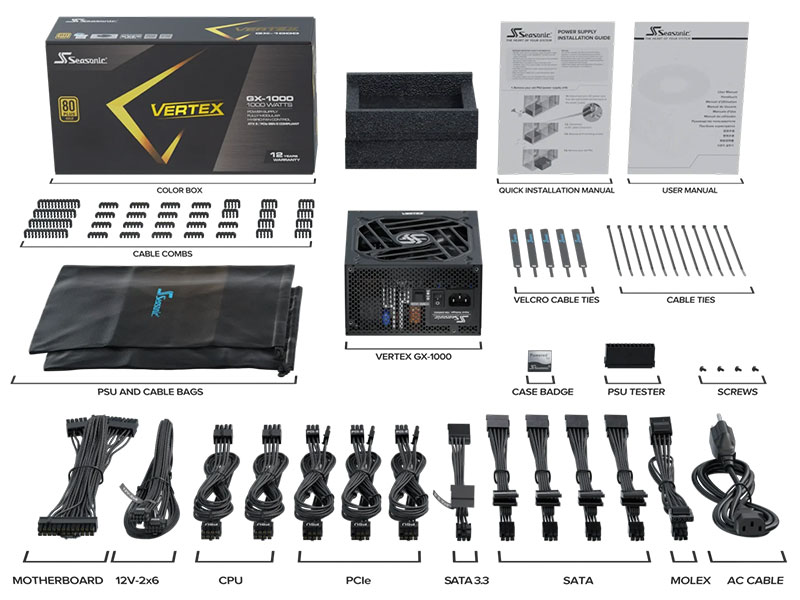 FUENTE DE PODER SEASONIC FOCUS GX-1000W 80PLUS GOLD FULL MODULAR SSR-102-A5A32SF