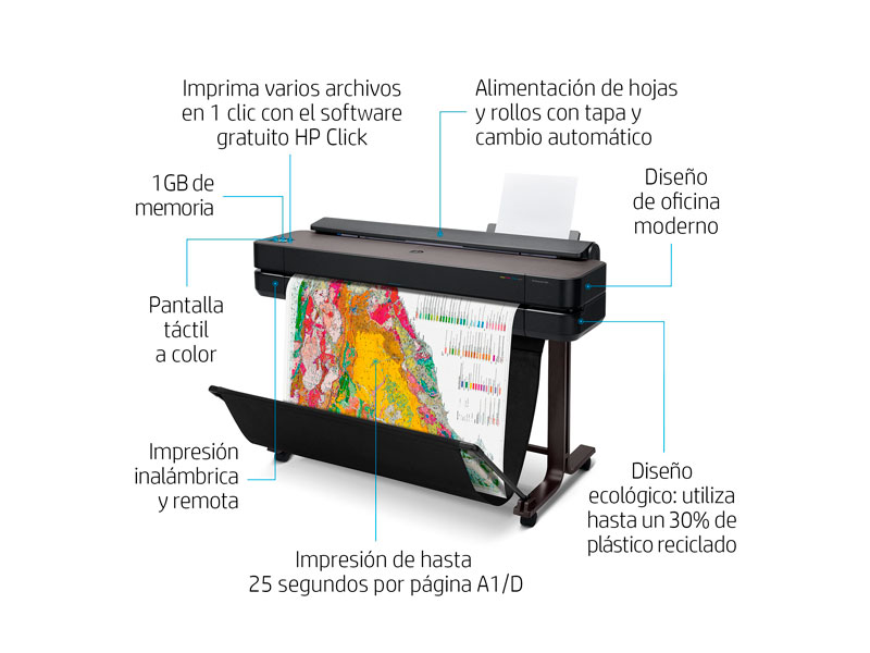 IMPRESORA PLOTTER HP DESIGNJET T650 36IN - A4, A3, A2, A1, A0