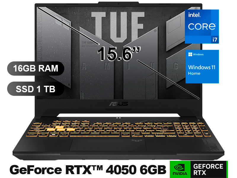 LAPTOP ASUS TUF GAMING FX507VU-LP180W I7-13620H/ 16GB/ SSD1TB/ RTX4050-6GB/ 15.6/ W11