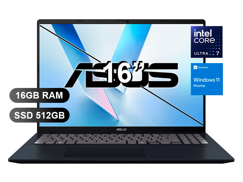 LAPTOP ASUS VIVOBOOK 16 X1605CA-MB056W U7-255H/ 16GB/ SSD512GB/ W11/ 16"