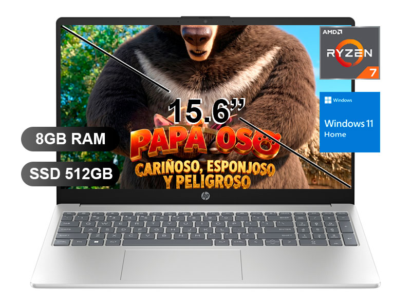 LAPTOP HP 15-FC0287LA RYZEN7- 7730U/ 8GB/ SSD512GB/ 15.6/ W11H/ C92PXLA