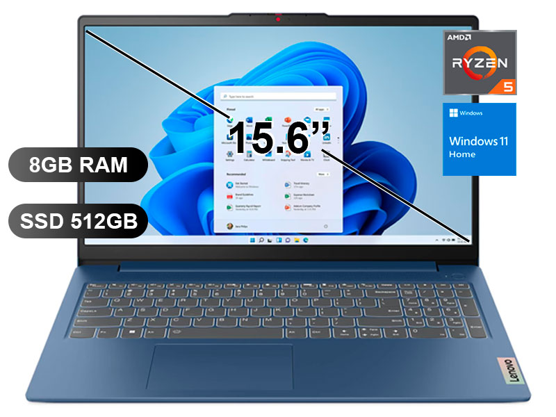 LAPTOP LENOVO IP SLIM 3 15AMN8 R5-7520U/ 8GB/ SSD512GB/ W11H/ 15.6/ 82XQ00EWLM