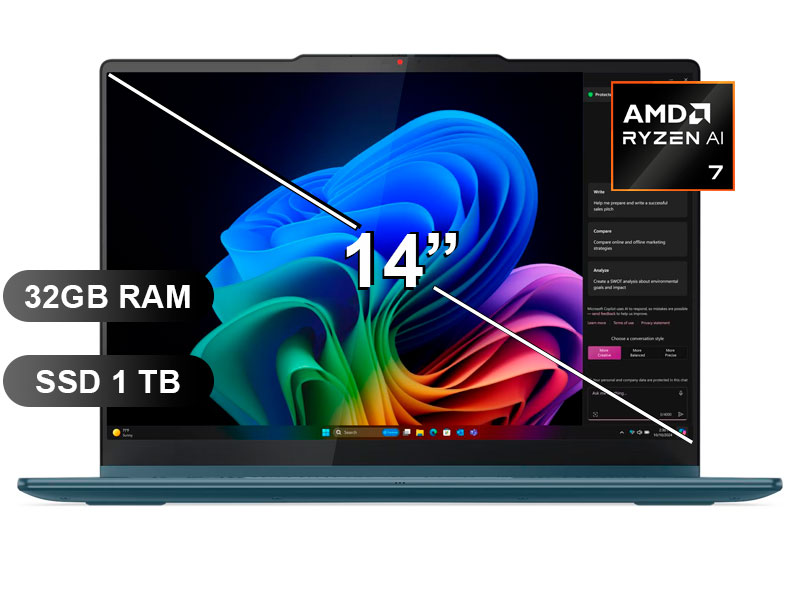 LAPTOP LENOVO YOGA 7 2-EN-1 14AKP10 RYZEN 7 350/ 32GB/ SD1TB/ 14/ 83JR006YLM