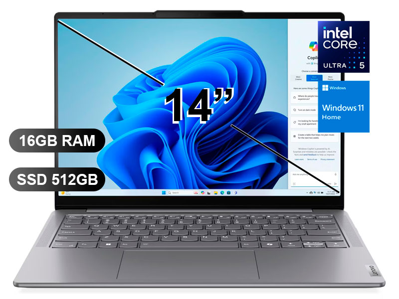 LAPTOP LENOVO YOGA SLIM 7 14IMH9 U5-125H/ 16GB/ SSD512GB/ W11/ 14/ 83CV0023LM