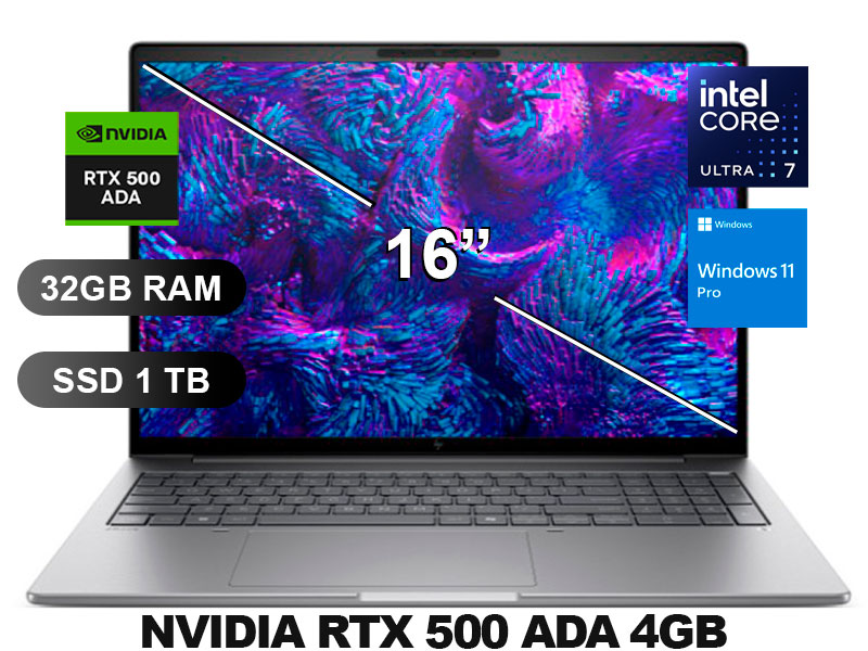 LAPTOP WORKSTATION HP ZBOOK 8G1I ULTRA 7-255H/ 32GB/ SSD1TB/ RTX500 4GB/ W11P/ BN4E7LT/ 16