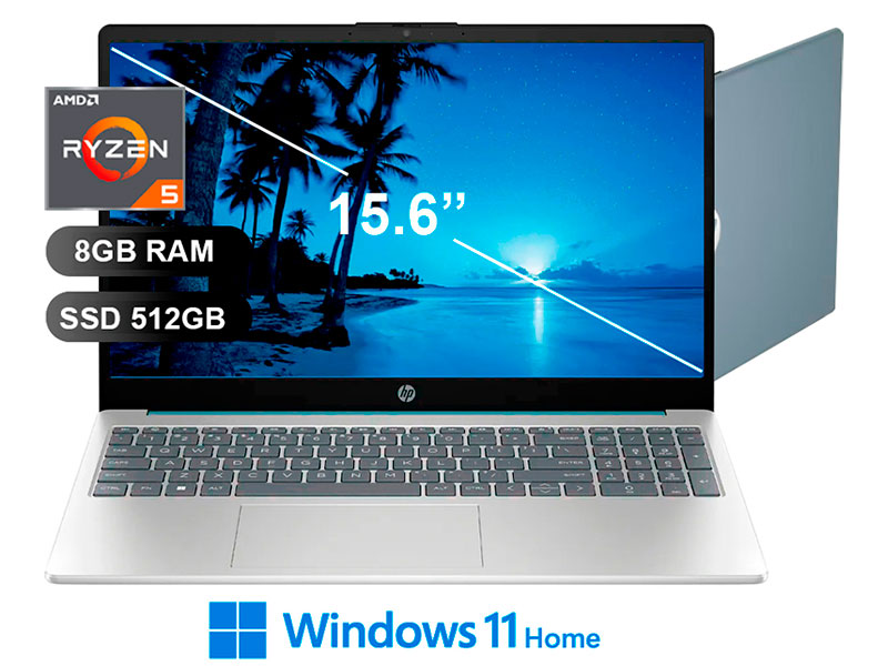 LAPTOP HP 15-FC0071LA RYZEN5 7520U/ 8GB/ SSD512GB/ W11/ 15.6/ A14MXLA