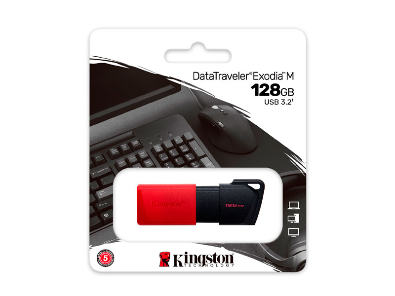 MEMORIA KINGSTON USB 128GB DATATRAVELER EXODIA M DTM/128GB 3.2  ROJO