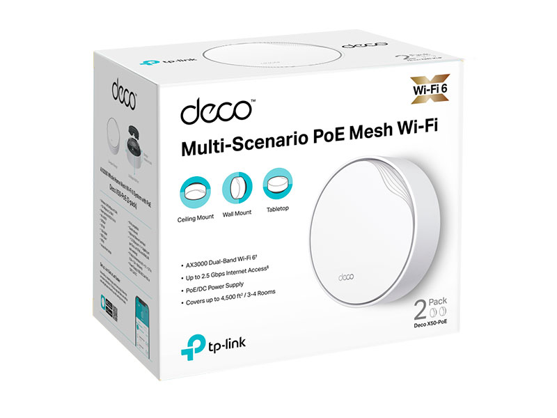 MESH TP-LINK AX3000 DECO-X50-POE 2-PACK MULTI-SCENARIO WIFI6