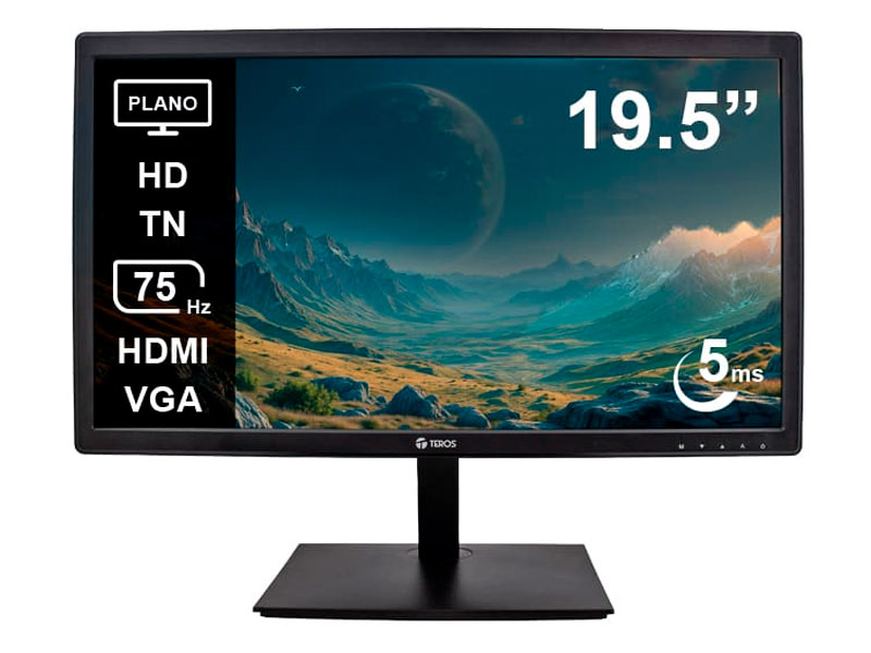 MONITOR TEROS TE-1916S HD 75HZ/ 5MS/ HDMI/ VGA/ 19.5