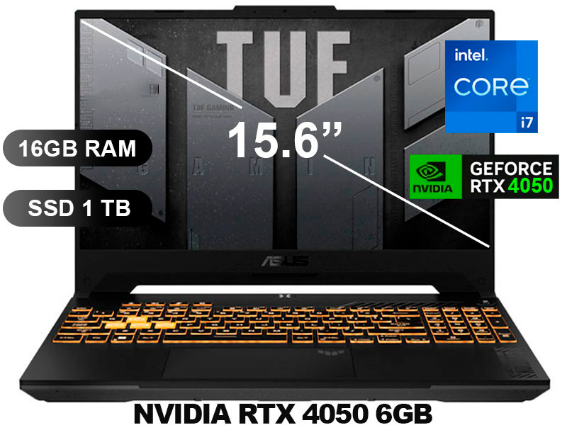 LAPTOP ASUS TUF GAMING FX507VU-LP180 GeForce RTX™ 4050 I7-13620H/ 16GB/ SSD1TB/ V6GB/ FREE/ 15.6