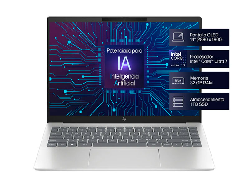 LAPTOP HP PAVILION PLUS 14-EW1002LA ULTRA I7-155H/ 32GB/ SSD1TB/ W11/ 14/ A6QL1LA