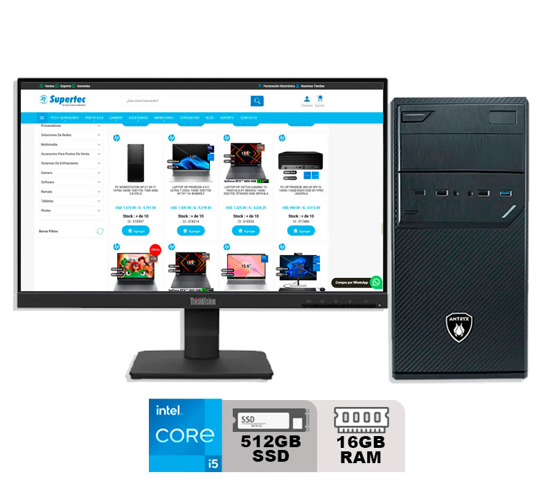 PC Completa Intel core I5-12400, 16GB, SSD512GB, FREEdos