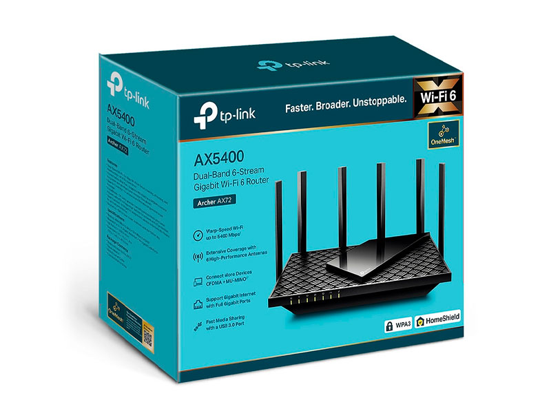 ROUTER TP-LINK AX5400 ARCHER AX72  GIGABIT DOBLE BANDA WIFI 6
