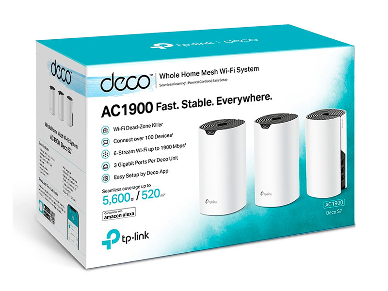 ROUTER TP-LINK DECO S7-3 MESH INTELIGENTE DOBLE BAND AC1900 KIT-3