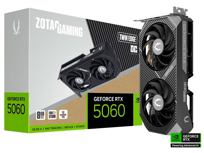 TARJETA DE VIDEO ZOTAC GAMING GEFORCE RTX5060 8GB TWIN EDGE OC GDDR7 ZT-B50600H-10M