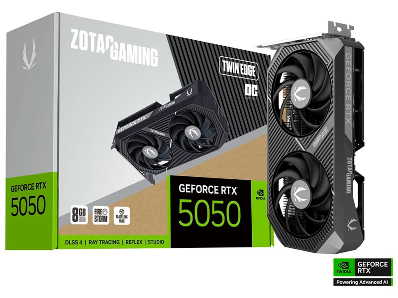TARJETA DE VIDEO ZOTAC GAMING RTX5050 8GB TWIN EDGE OC GDDR7 ZT-B50500H-10M