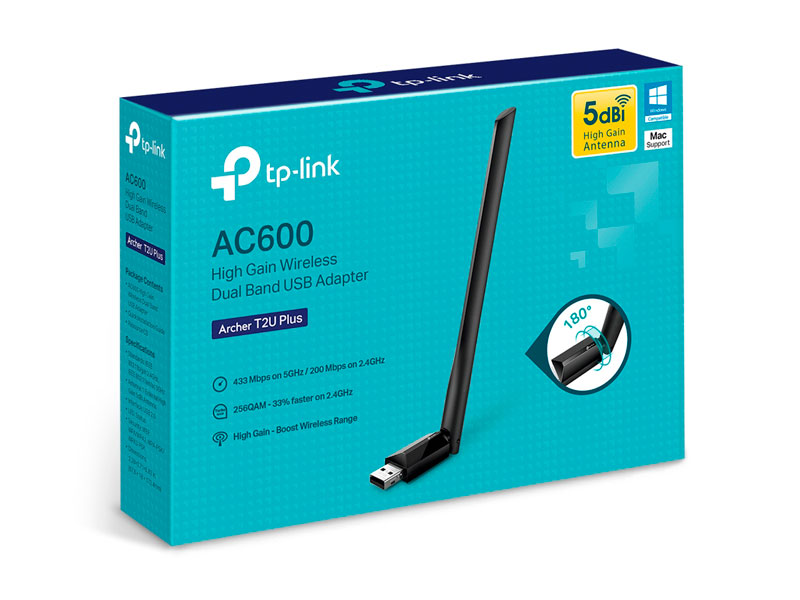 ADAPTADOR TP-LINK USB AC600 DOBLE BANDA T2UPLUS