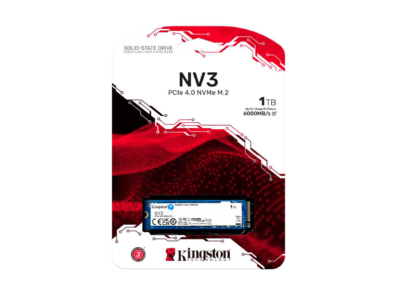 UNIDAD EN ESTADO SOLIDO KINGSTON NV3 1TB 6000MB/S NVME M.2 PCI.E SNV3S/1000G SSD
