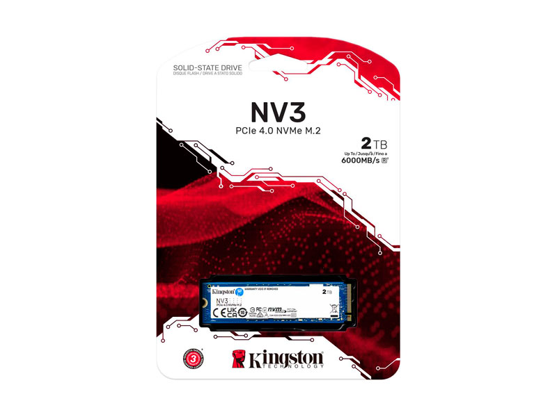 UNIDAD EN ESTADO SOLIDO KINGSTON NV3 2TB 6000MB/S NVME M.2 PCI.E SNV3S/2000G (SSD)