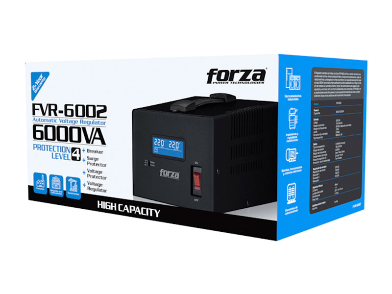 ESTABILIZADOR FORZA FVR-6002 6000VA/3000W 220V NEMA 50/65HZ